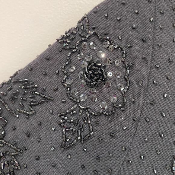 Vivienne Tam VTG 90s Holiday Whimisigoth Black Beaded Knit Bodycon Dress 1 - Picture 3 of 6